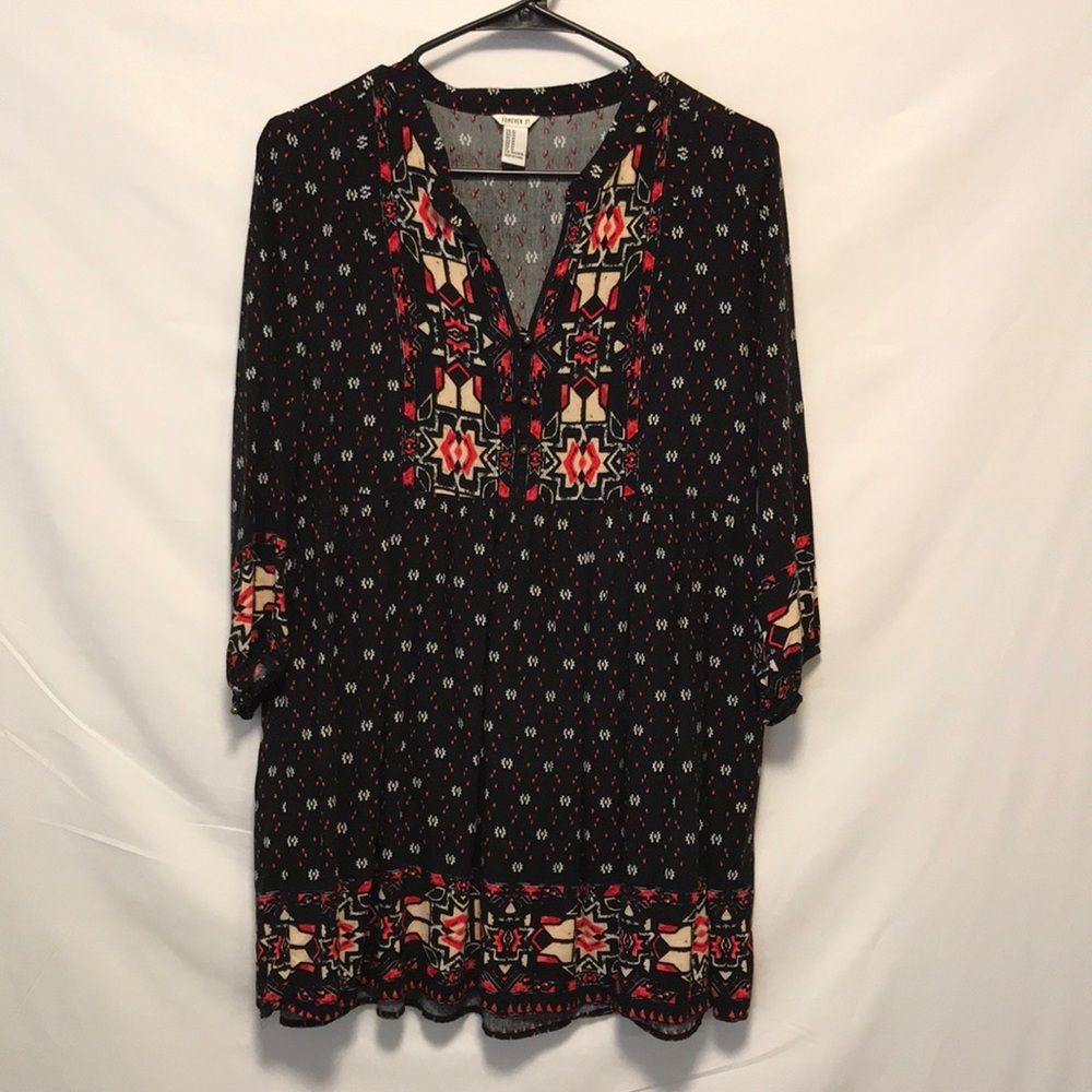 black, red and white tunic | forever 21